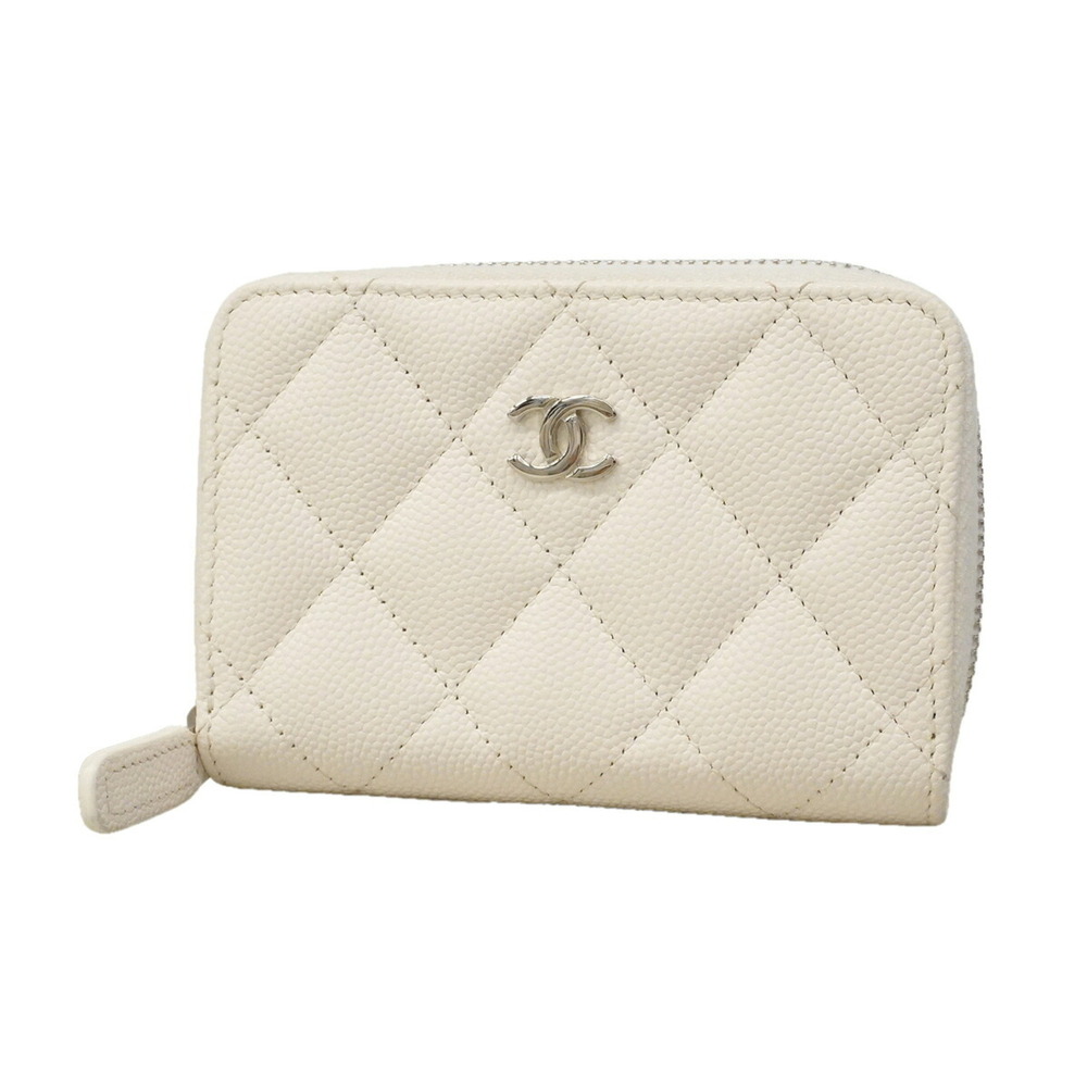 Chanel Matelassé Caviar Leather Wallet/Coin Case, White, for Women